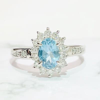 Aquamarine ring 0.63ct Pt900