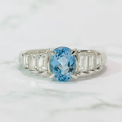 Aquamarine ring 0.91ct Pt900