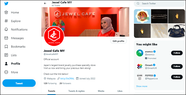 Jewel Cafe MY twitter